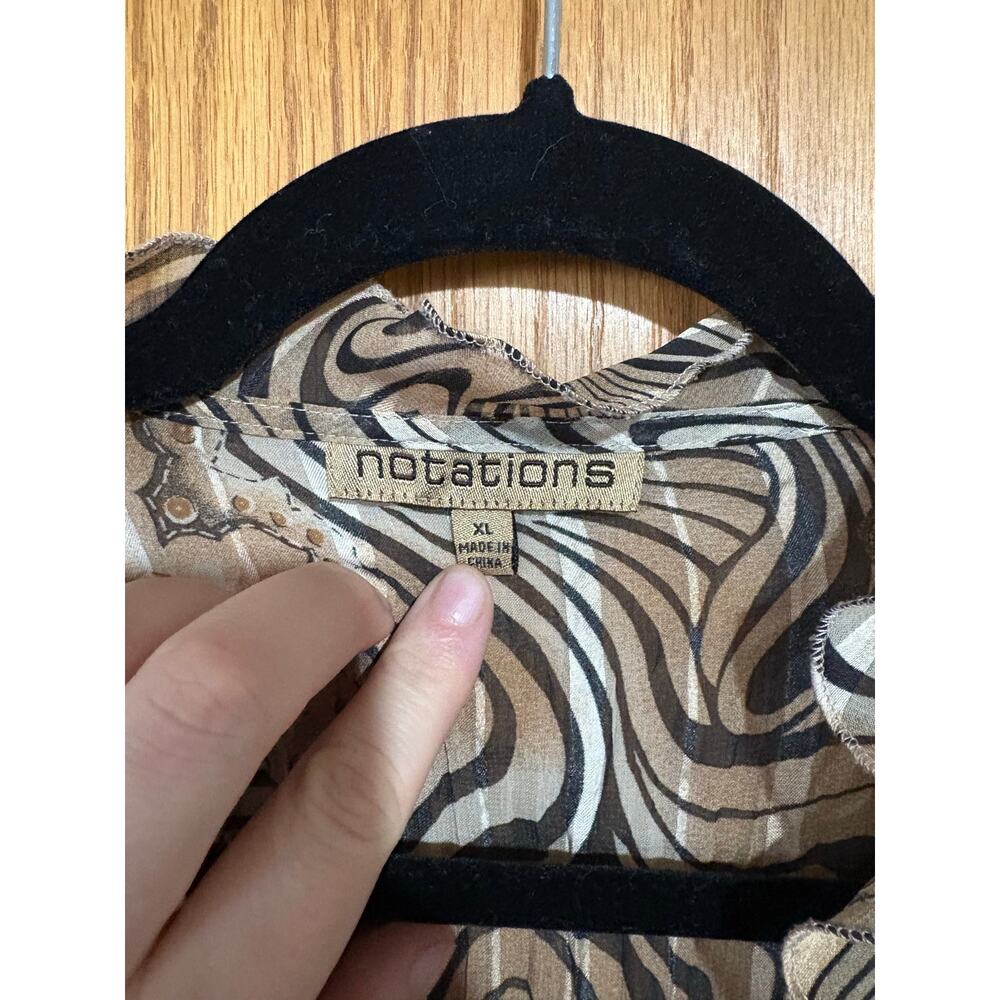 Vintage‎ Y2K tie front sheer animal print ruffle trim top women's XL artsy boho - Picture 5 of 7